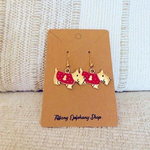 Christmas Scotty Dog Earrings Handmade NWT